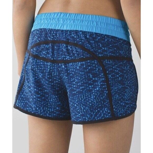 Lululemon Tracker Short III Samba Snake Kayak Blue Hero Size 6 W7D51S workout - Picture 6 of 12